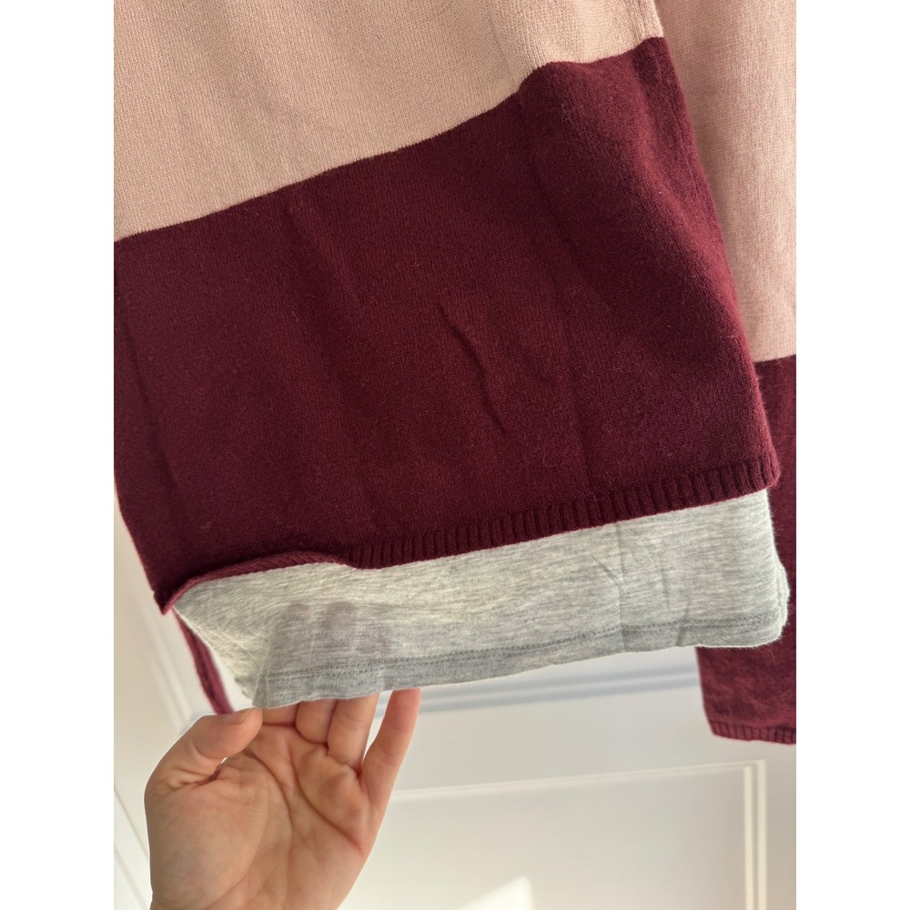 Diane von Furstenberg DvF Wool Cashmere Silk Bow Neck Colorblock Sweater Pink M - Picture 8 of 12